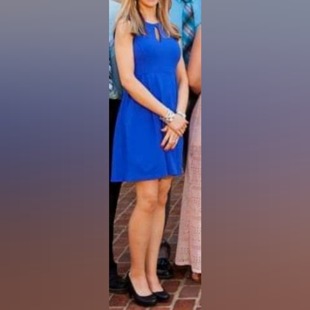 royal blue midi dress with pockets